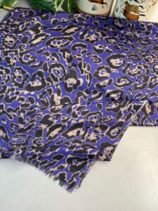 Ala Leopar Desen Naturel Pamuk Şal-Mor