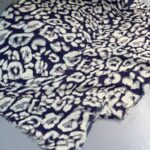 Ala Leopar Desen Naturel Pamuk Şal-Lacivert