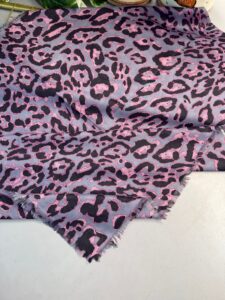 Ala Leopar Desen Naturel Pamuk Şal-Gri