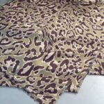 Ala Leopar Desen Naturel Pamuk Şal-Kahve