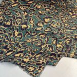 Ala Leopar Desen Naturel Pamuk Şal-Zümrüt