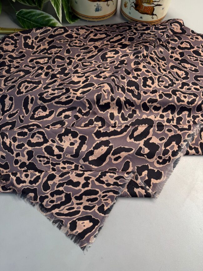 Ala Leopar Desen Naturel Pamuk Şal-Pastel