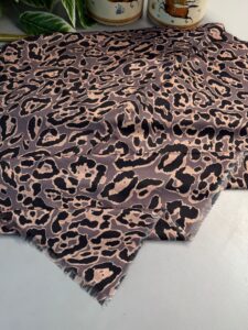 Ala Leopar Desen Naturel Pamuk Şal-Şeftali