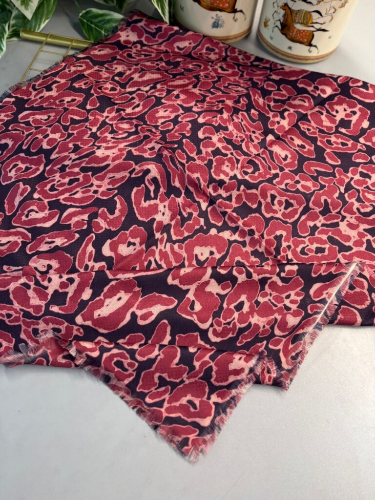 Ala Leopar Desen Naturel Pamuk Şal-Küllü kahve