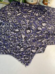 Ala Leopar Desen Naturel Pamuk Şal-Derin Mor