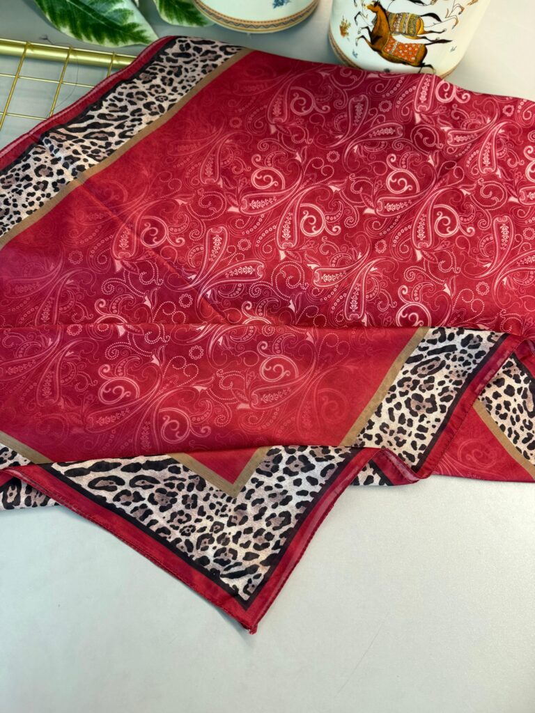 TINY LEOPAR PAMUK DESEN ŞAL-6202616-KIRMIZI