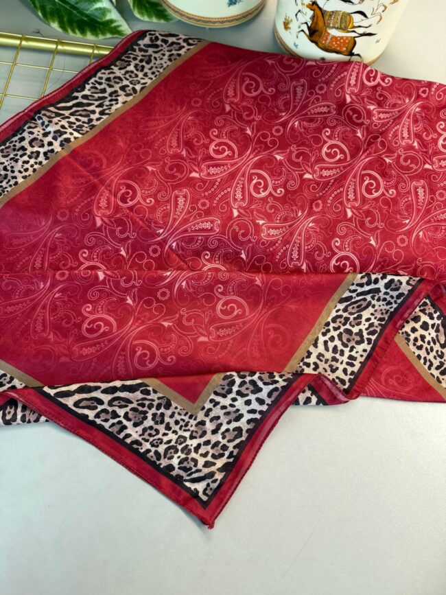 TINY LEOPAR PAMUK DESEN ŞAL-6202616-KIRMIZI