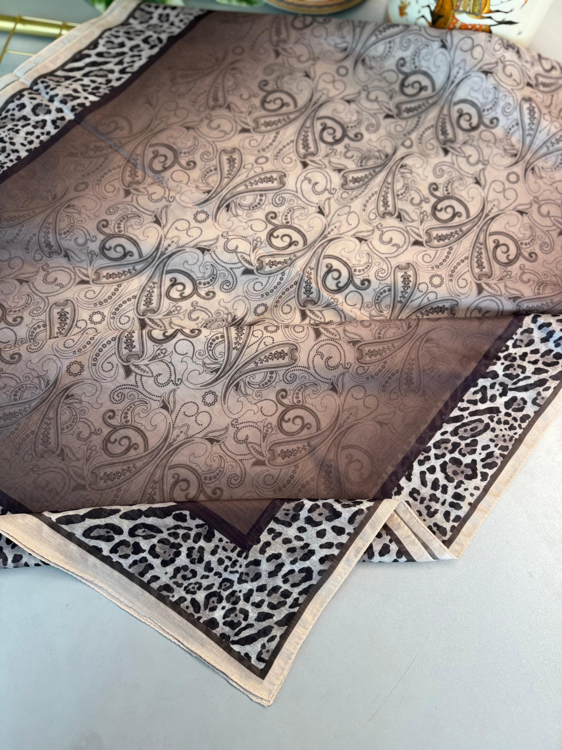 TINY LEOPAR PAMUK DESEN ŞAL-6202616-KREM