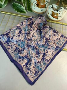 Mimoza Desen Vual İpek Eşarp-6203408-Mor