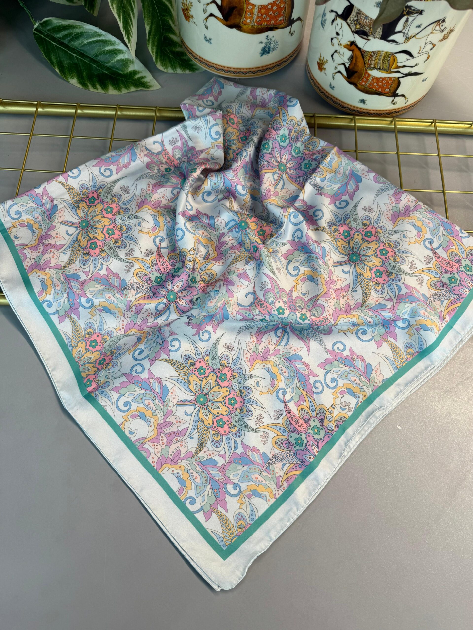 Mimoza Desen Vual İpek Eşarp-6203408-Mİnt