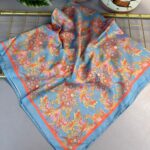 Mimoza Desen Vual İpek Eşarp-6203408-Bebe mavi