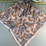 Mimoza Desen Vual İpek Eşarp-6203408-Pudra