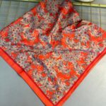 Mimoza Desen Vual İpek Eşarp-6203408-Oranj