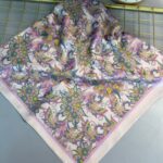 Mimoza Desen Vual İpek Eşarp-6203408-Pamuk şekeri