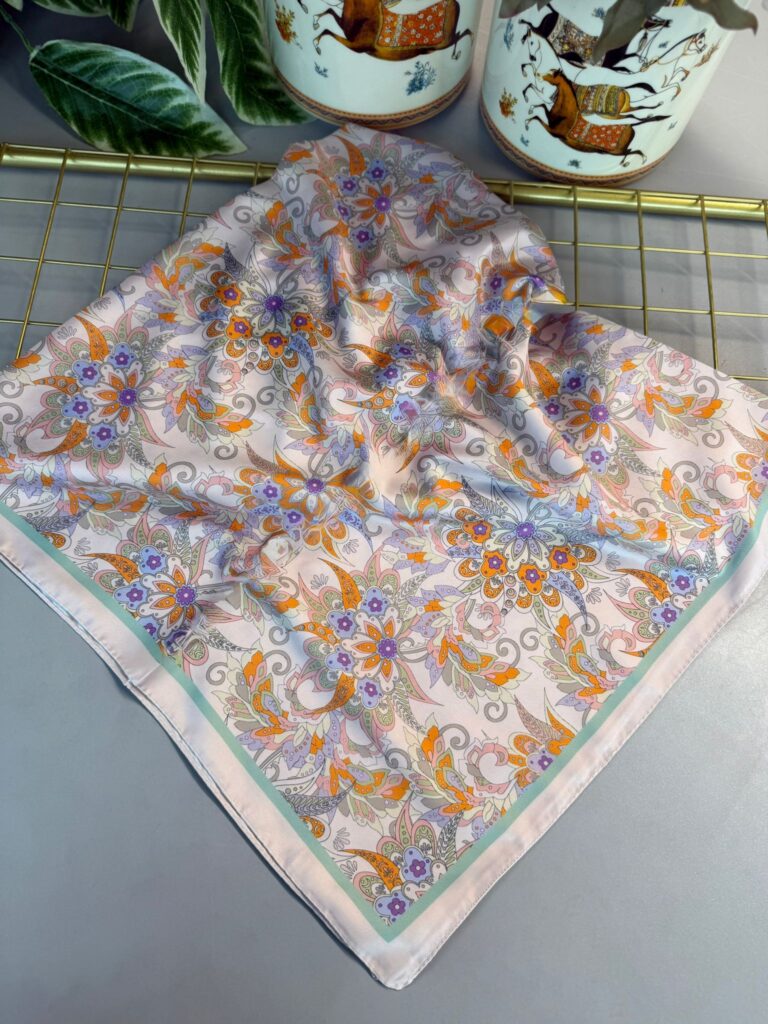 Mimoza Desen Vual İpek Eşarp-6203408-Pastel Gül