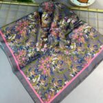 Mimoza Desen Vual İpek Eşarp-6203408-Saks