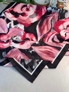 MAGNOLIA DESEN PAMUK İPEK ŞAL-6203253-Siyah