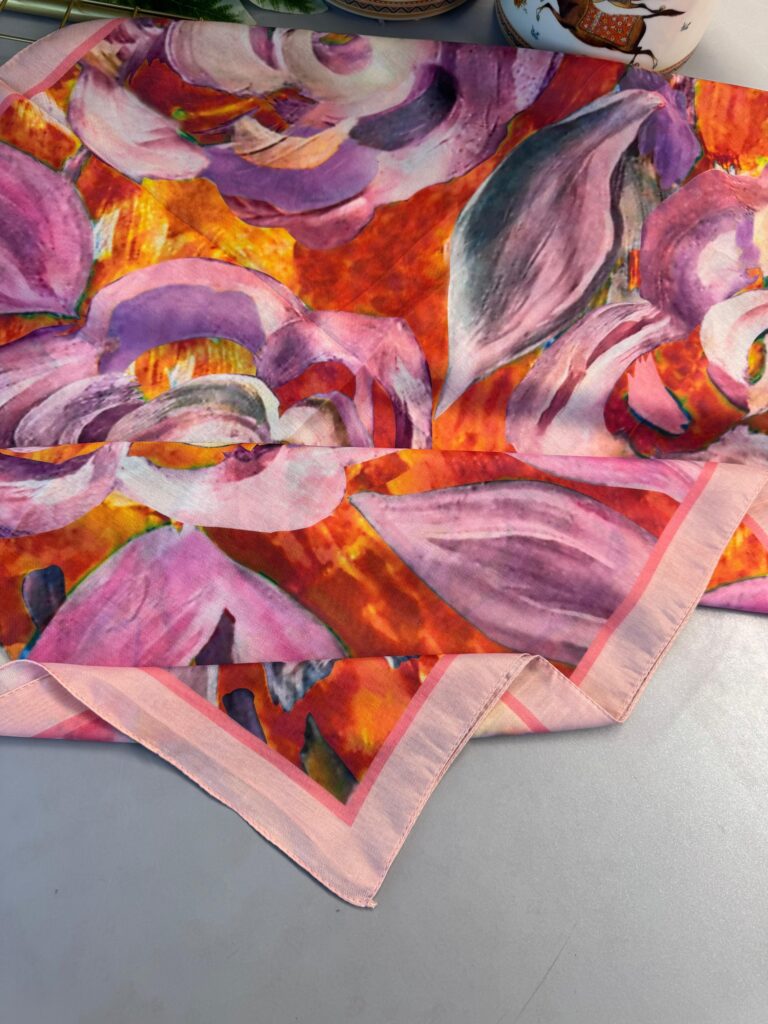 MAGNOLIA DESEN PAMUK İPEK ŞAL-6203253-Pudra