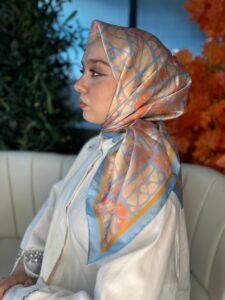 Oxxo Desen Vual İpek Eşarp-6203662-Bebe Mavi