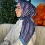 Oxxo Desen Vual İpek Eşarp-6203662-Turkuaz