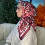 Oxxo Desen Vual İpek Eşarp-6203662-Bordo