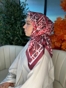 Oxxo Desen Vual İpek Eşarp-6203662-Bordo