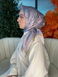 Oxxo Desen Vual İpek Eşarp-6203662-Pudra