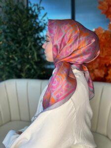 Oxxo Desen Vual İpek Eşarp-6203662-Fuşya