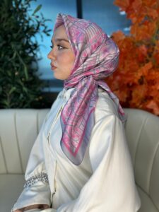 Oxxo Desen Vual İpek Eşarp-6203662-Şeker Pembe