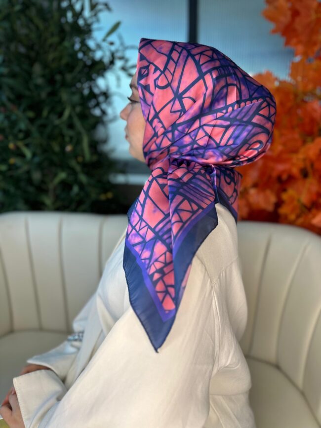 Oxxo Desen Vual İpek Eşarp -6203662-Somon