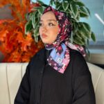 Bahar Desen Pamuk İpek Eşarp-13001-Bebe Mavi