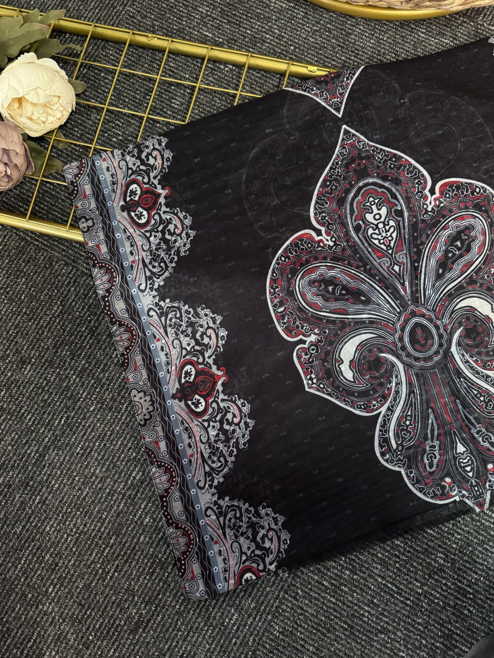 Bohem Ruh Pamuk Şal-678456- Füme