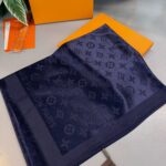 Lv  İthal Yün  İpek Şal Tam Set Kutulu Sertifikalı-Lacivert