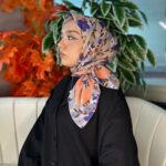 Bahar Desen Pamuk İpek Eşarp-13001-Şeftali