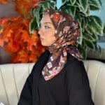 Bahar Desen Pamuk İpek Eşarp-13001-Kahve