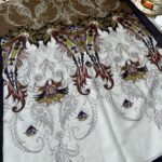 Etnik Desen Pamuk İpek Şal - siyah/ haki