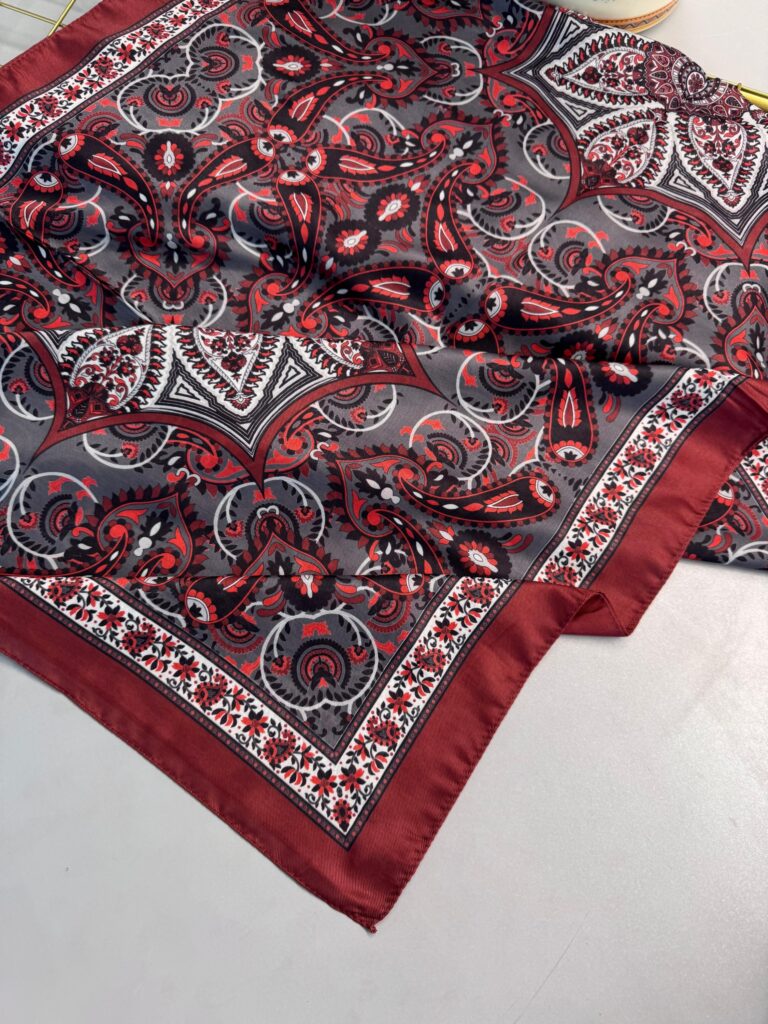 Etro Buta Desenli Pamuk Soft Şal - 377350 -Bordo-Füme