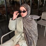 Touch İthal Etnik Desen Yün İpek Şal- Tarçın-Haki