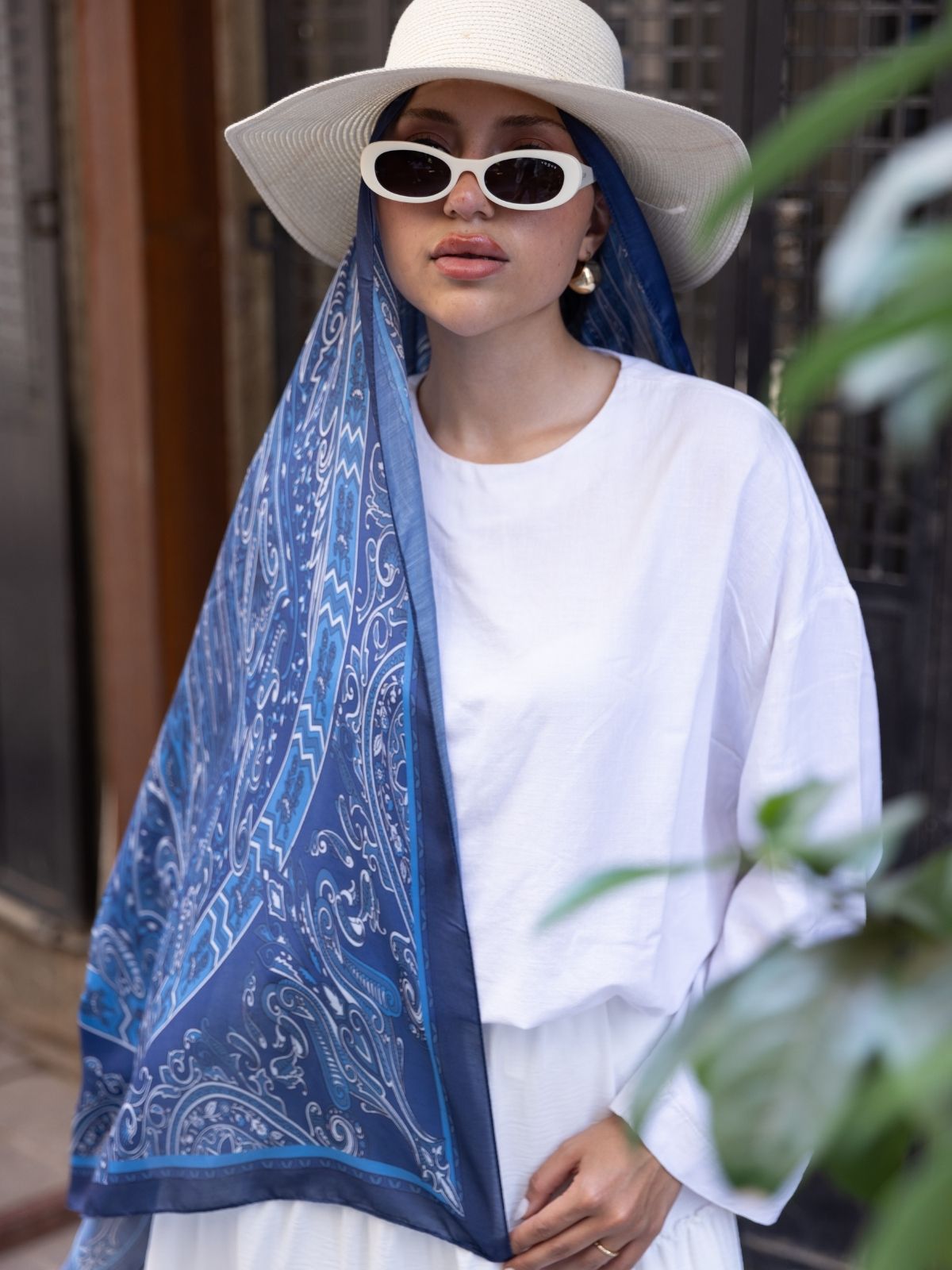 Etro Pamuk İpek Şal 52340 -Mavi-lacivert - Görsel 2