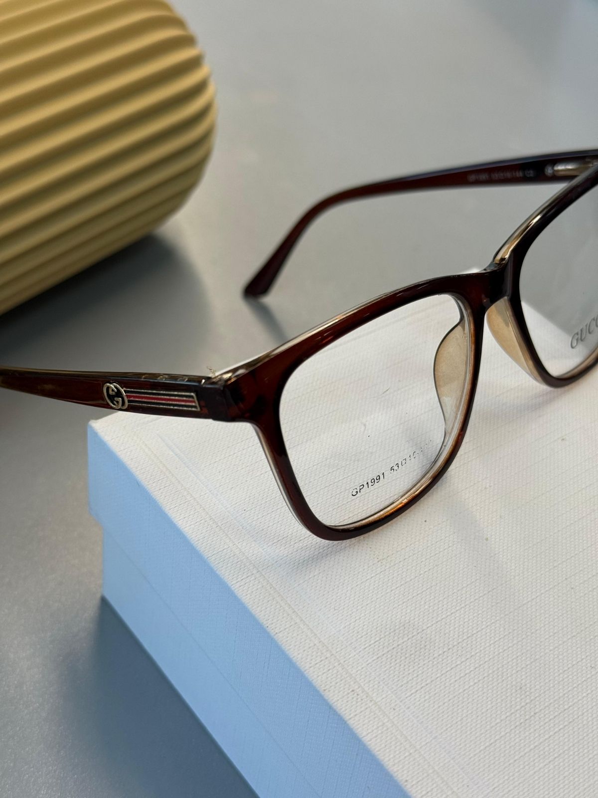 Gucci GP1991 Unisex Optik Gözlük - Kahve Transparan Asetat