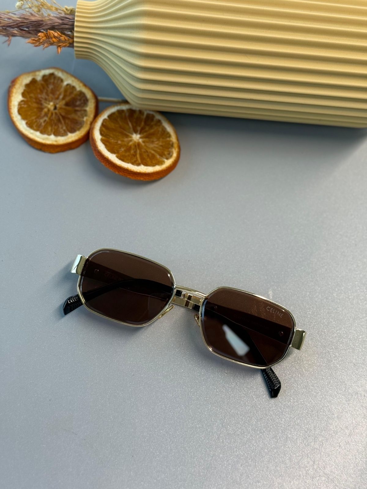 Celine Triomphe Metal Square Güneş Gözlüğü - Kahve