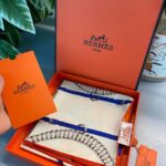 Hermes İthal Kutulu +% 100 İpek 12 mm Eşarp - Lacivert