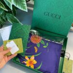 Gucci İthal Kutulu +% 100 İpek 12 mm Eşarp - Lacivert