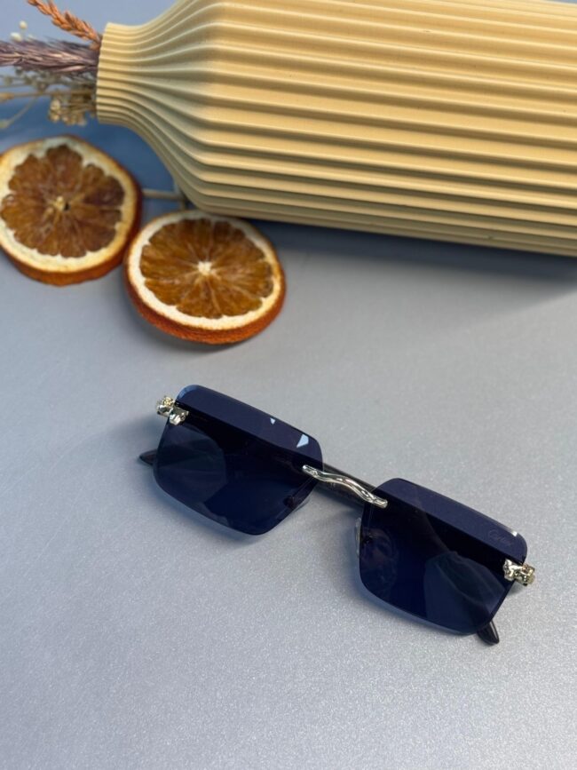 Cartier Santos Rimless Güneş Gözlüğü- Mor degrade.