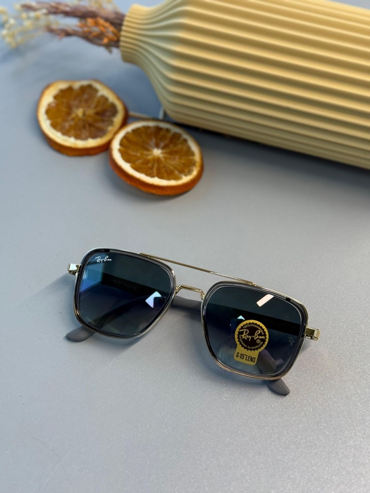 Ray-Ban Retro Square - Gold - Okyanus Mavisi Degrade Güneş Gözlüğü