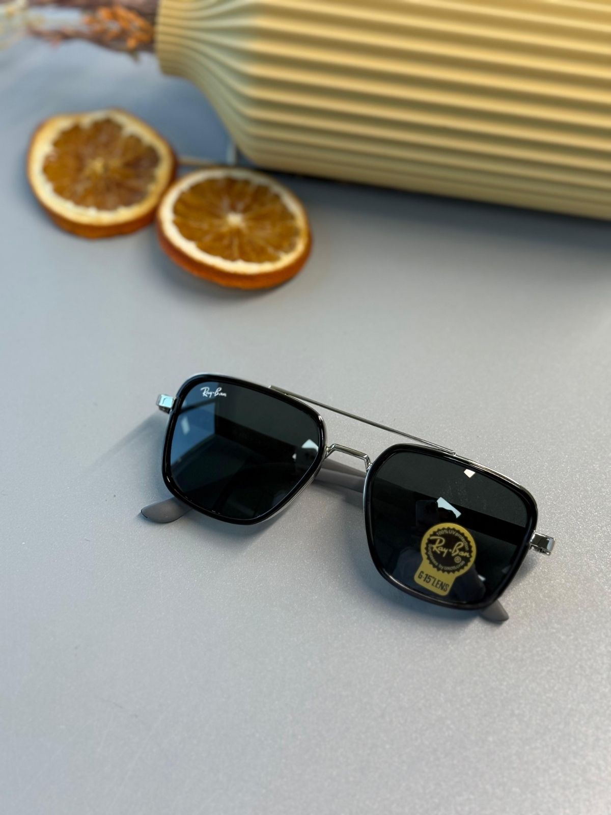 Ray-Ban Retro Square - Gümüş Krom -  Koyu Yeşil Güneş Gözlüğü