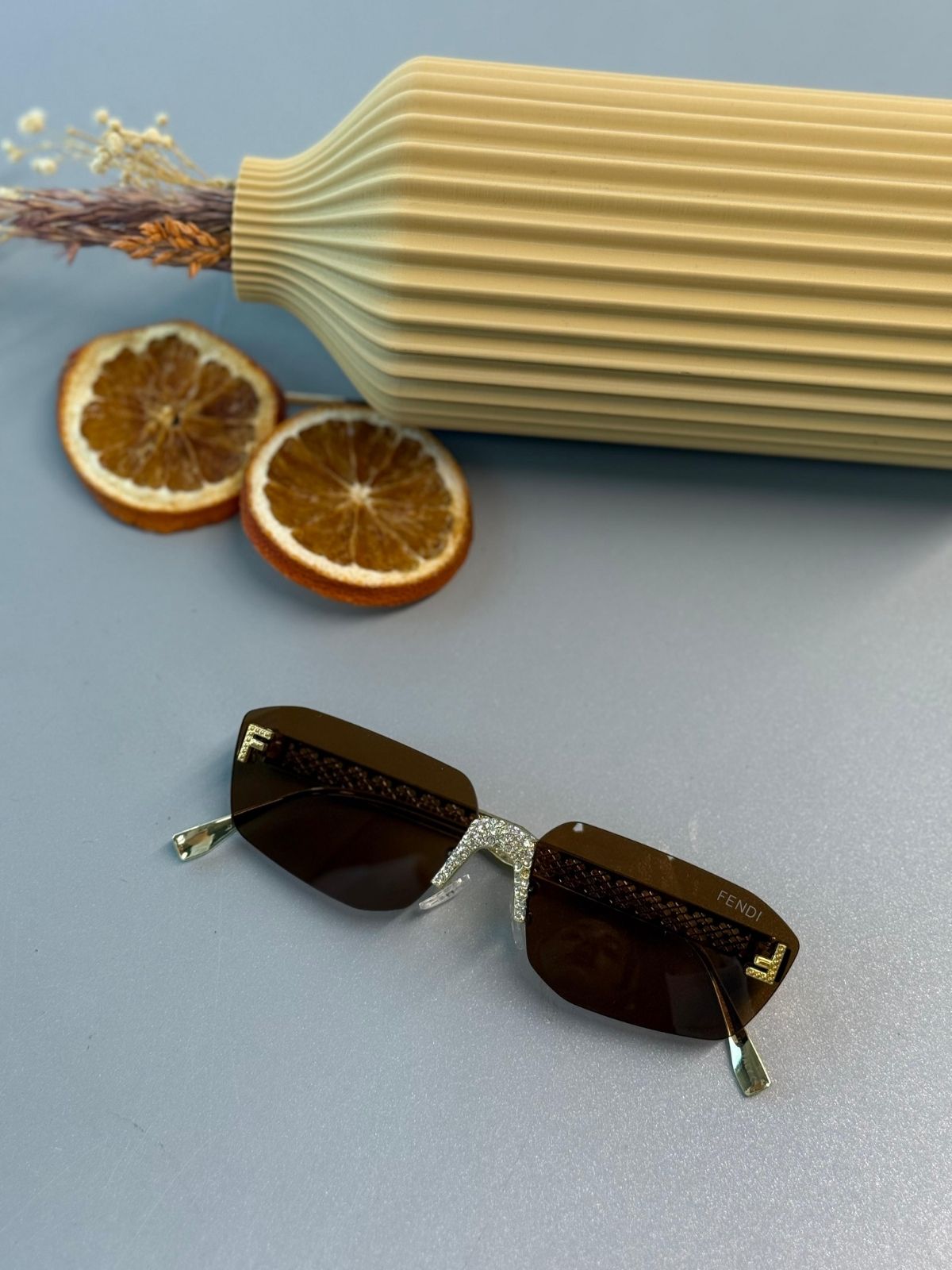 Fendi Tasarım Daimond Güneş Gözlüğü - Kahve