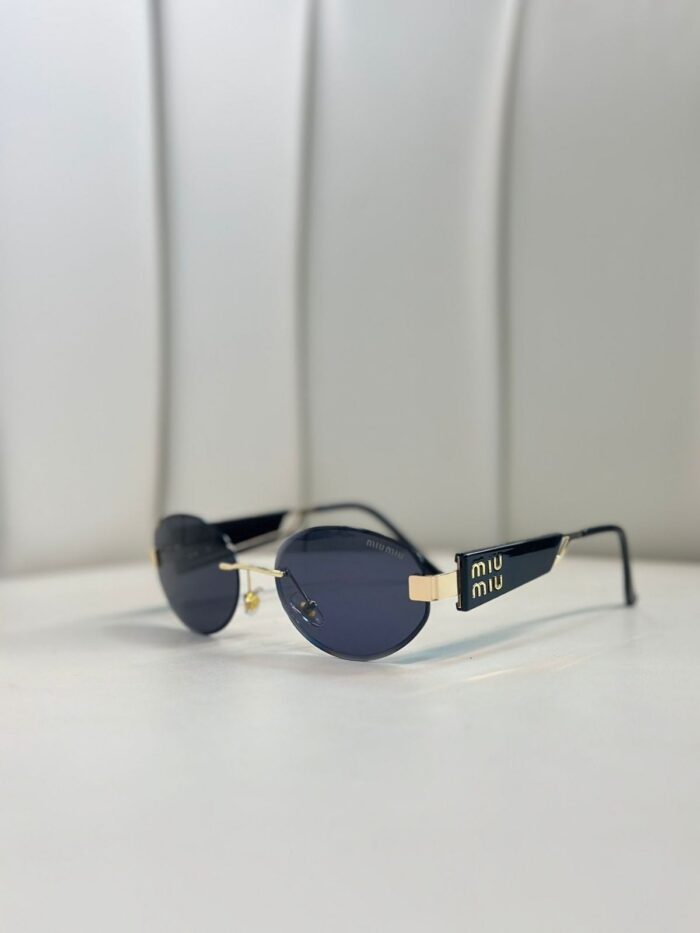 Mıu Mıu Kesik Cam Detaylı Güneş Gözlüğü - Gold Siyah