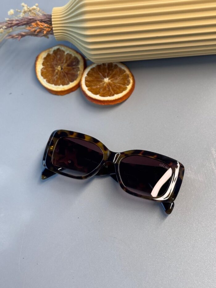 Celine Triomphe XL 01 CL - Dikdörtgen Güneş Gözlüğü - Leopar Kahve