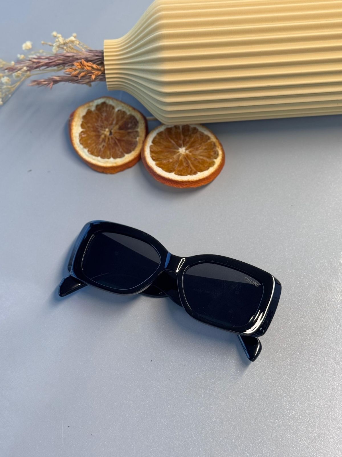 Celine Triomphe XL 01 CL - Dikdörtgen Güneş Gözlüğü - Siyah